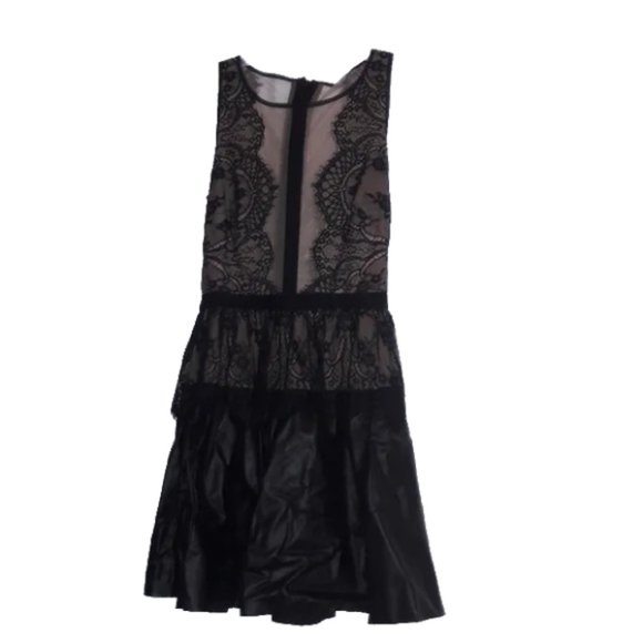 Leather and lace A line peplum dress - Picture 1 of 2